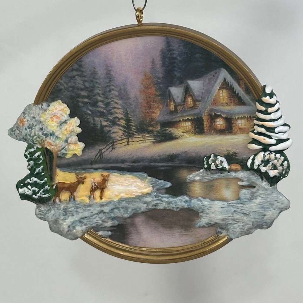 Vintage Hallmark Keepsake Ornament Thomas Kinkade Deer Creek Cottage Dated 2002